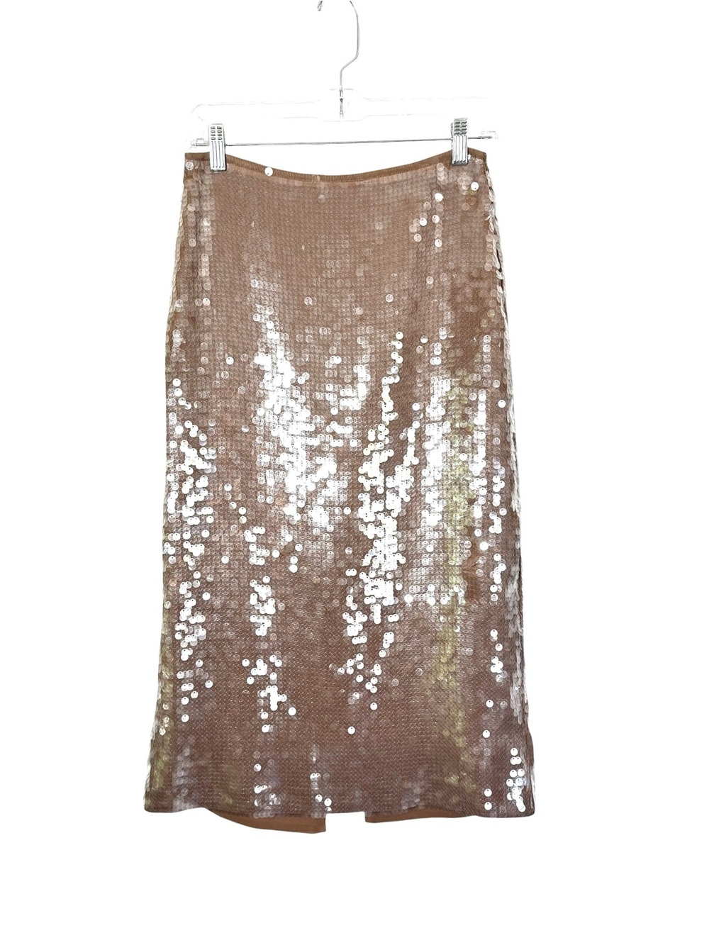 Madewell Sequin Embellished Midi Skirt Beige Tan Party Dressy Fancy Shiny Size 2 - Picture 3 of 8